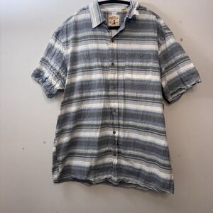 Red‎ Head Brand Co Mens Short Sleeve Shirt Button Up Size XL Striped Print Blue